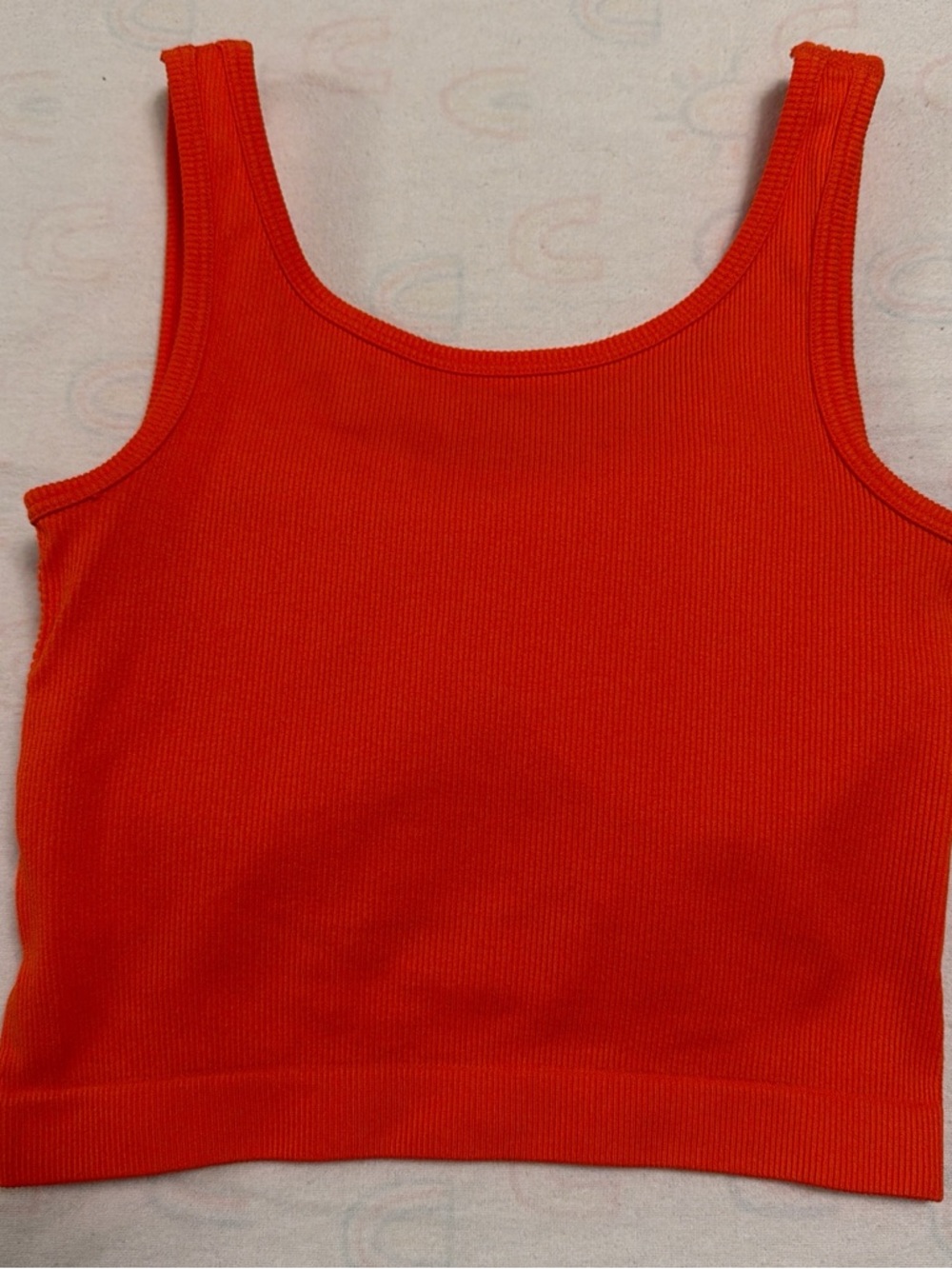 Pro-Fit Orange Ribbed Tank Crop Top - Picture 3 of 5